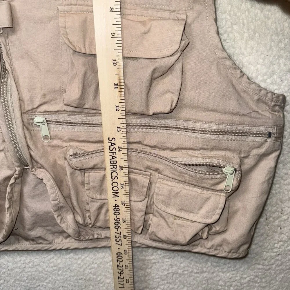 White River Fly Trout Fishing Outdoor Khaki Tackle Bait Vest Large Pockets - Picture 6 of 6